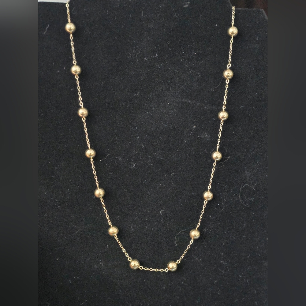 14k Yellow Gold Peter Brams Floating Bead Necklace - Designer Vintage